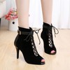 Women's Peep Toe Velvet Zipper Stiletto Heel Dance Shoes #LDB03031327
