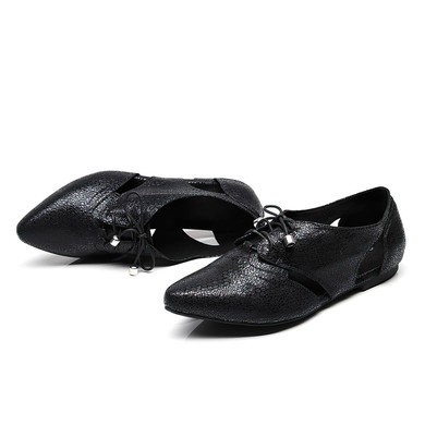 Women's Closed Toe Real Leather Flat Heel Dance Shoes #LDB03031329