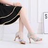 Women's Peep Toe Leatherette Crystal Stiletto Heel Dance Shoes #LDB03031340