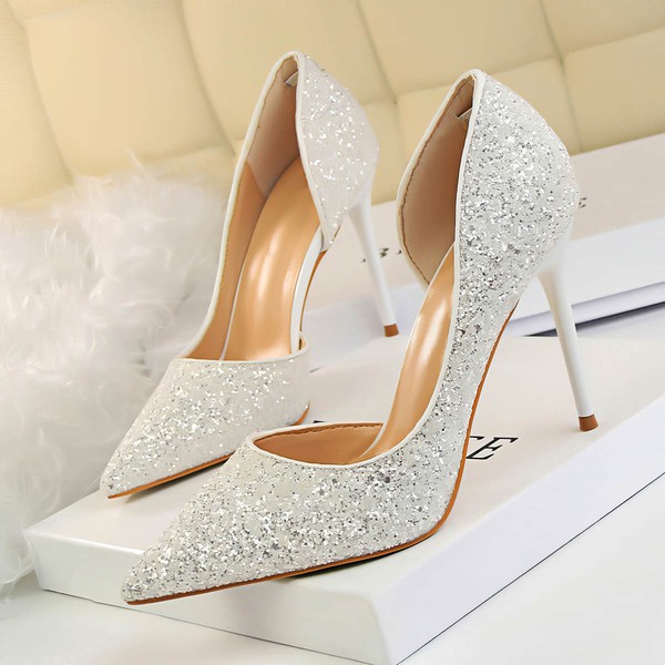 Women's Pumps Sparkling Glitter Stiletto Heel Wedding Shoes #LDB03031124