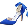 Women's Closed Toe Satin Buckle Stiletto Heel Wedding Shoes #LDB03031126