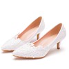 Women's Pumps PVC Flower Kitten Heel Wedding Shoes #LDB03031144