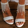 Women's Sandals PVC Crystal Chunky Heel Wedding Shoes #LDB03031146