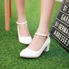Women's Closed Toe Patent Leather Buckle Chunky Heel Wedding Shoes #LDB03031155