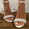 Women's Sandals PVC Pearl Chunky Heel Wedding Shoes #LDB03031156