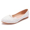 Women's Pumps PVC Flower Flat Heel Wedding Shoes #LDB03031161