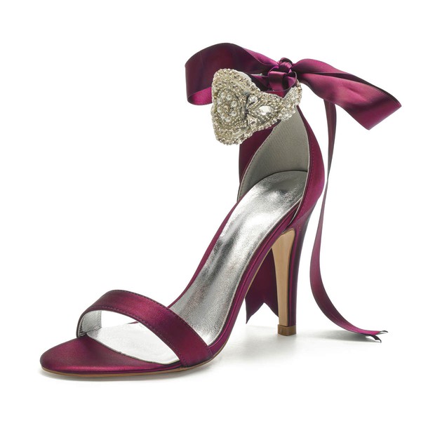 Women's Sandals Satin Bowknot Stiletto Heel Wedding Shoes #LDB03031164