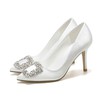 Women's Pumps Silk Crystal Stiletto Heel Wedding Shoes #LDB03031192