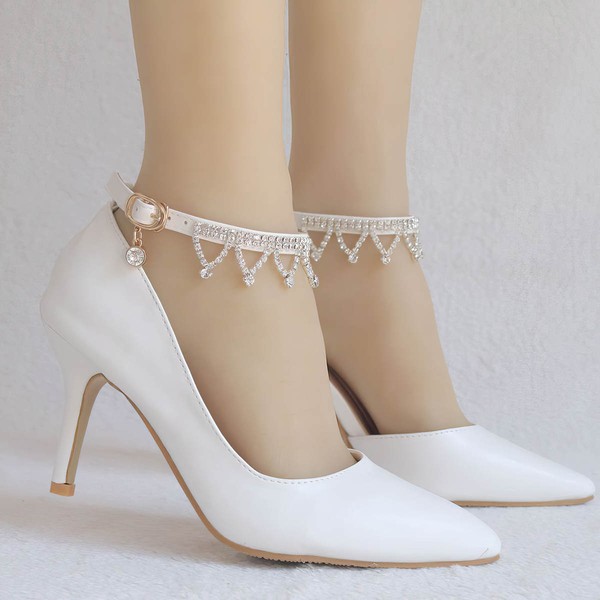 Women's Closed Toe Leatherette Tassel Stiletto Heel Wedding Shoes #LDB03031196