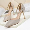 Women's Closed Toe Sparkling Glitter Buckle Stiletto Heel Wedding Shoes #LDB03031359