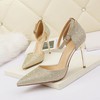 Women's Closed Toe Sparkling Glitter Crystal Stiletto Heel Wedding Shoes #LDB03031361