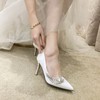 Women's Pumps Satin Crystal Stiletto Heel Wedding Shoes #LDB03031374