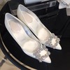 Women's Pumps Satin Crystal Stiletto Heel Wedding Shoes #LDB03031375