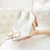 Women's Pumps Satin Crystal Stiletto Heel Wedding Shoes #LDB03031376