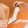 Women's Pumps Lace Sequin Stiletto Heel Wedding Shoes #LDB03031398