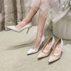 Women's Pumps Satin Chain Stiletto Heel Wedding Shoes #LDB03031403