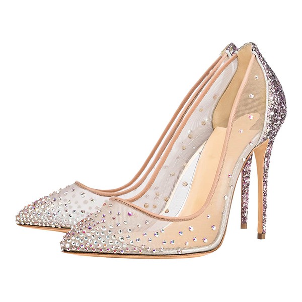Women's Pumps PVC Sequin Stiletto Heel Wedding Shoes #LDB03031408