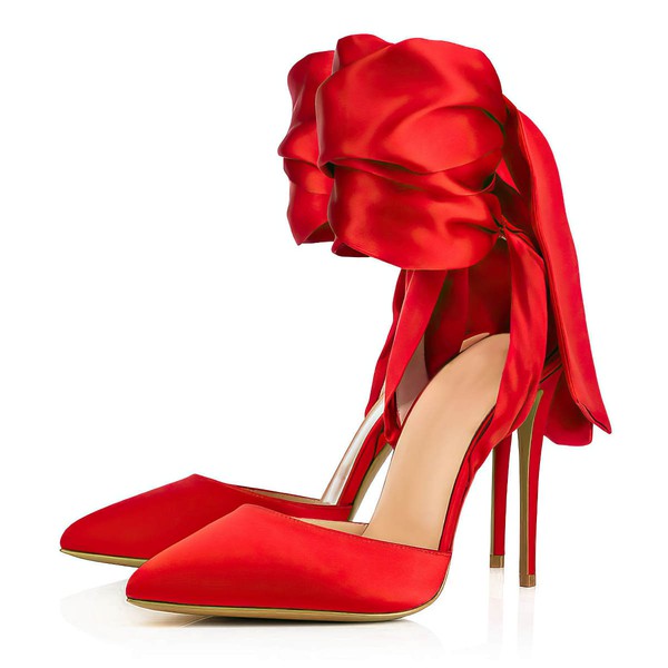 Women's Closed Toe Satin Lace-up Stiletto Heel Wedding Shoes #LDB03031409