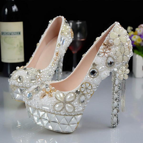 Women's Pumps PVC Crystal Stiletto Heel Wedding Shoes #LDB03031414