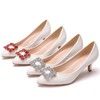 Women's Pumps PVC Crystal Kitten Heel Wedding Shoes #LDB03031420