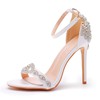 Women's Peep Toe PVC Buckle Stiletto Heel Wedding Shoes #LDB03031421