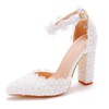 Women's Closed Toe PVC Buckle Chunky Heel Wedding Shoes #LDB03031422