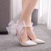 Women's Closed Toe PVC Bowknot Stiletto Heel Wedding Shoes #LDB03031426