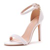 Women's Sandals PVC Buckle Stiletto Heel Wedding Shoes #LDB03031428