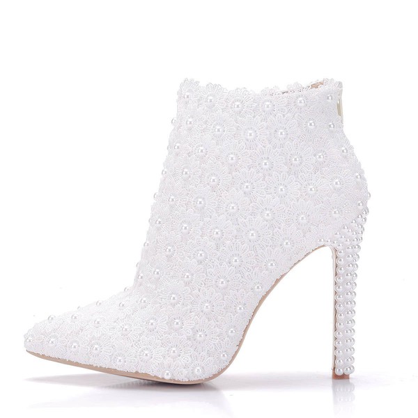 Women's Boots PVC Flower Stiletto Heel Wedding Shoes #LDB03031437