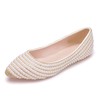 Women's Pumps PVC Pearl Flat Heel Wedding Shoes #LDB03031441