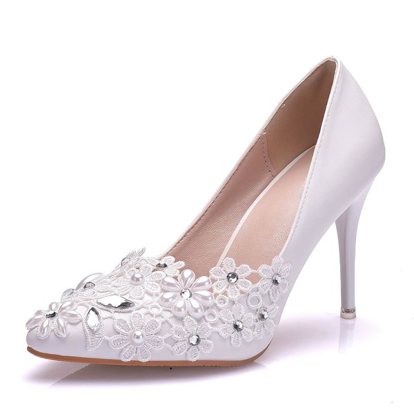 Women's Pumps PVC Flower Stiletto Heel Wedding Shoes #LDB03031445