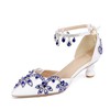 Women's Closed Toe PVC Rhinestone Kitten Heel Wedding Shoes #LDB03031448