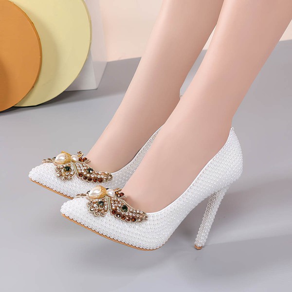 Women's Pumps PVC Bowknot Stiletto Heel Wedding Shoes #LDB03031455
