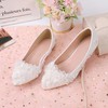Women's Pumps PVC Flower Flat Heel Wedding Shoes #LDB03031458
