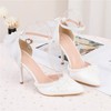Women's Closed Toe PVC Buckle Stiletto Heel Wedding Shoes #LDB03031460