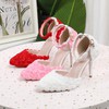 Women's Closed Toe PVC Buckle Stiletto Heel Wedding Shoes #LDB03031463