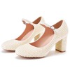 Women's Closed Toe PVC Buckle Chunky Heel Wedding Shoes #LDB03031469