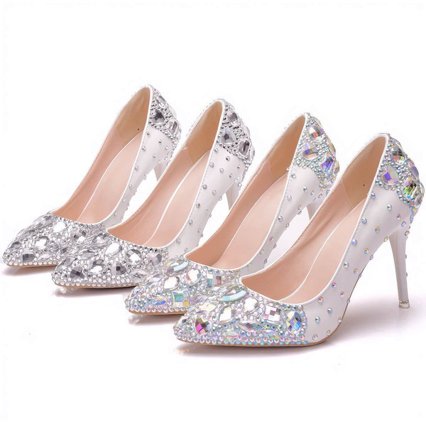 Women's Pumps PVC Rhinestone Stiletto Heel Wedding Shoes #LDB03031470
