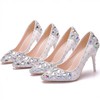Women's Pumps PVC Rhinestone Stiletto Heel Wedding Shoes #LDB03031470