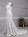 Trendy White Sweep Train Silk-like Satin with Ruffles Strapless Prom Dresses #LDB02016264