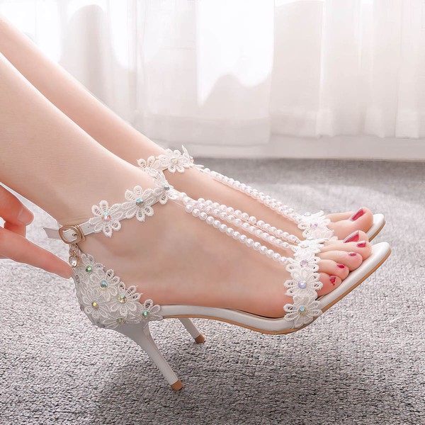 Women's Sandals PVC Rhinestone Stiletto Heel Wedding Shoes #LDB03031474