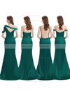 Silk-like Satin Off-the-shoulder Trumpet/Mermaid Sweep Train Split Front Bridesmaid Dresses #LDB01013932