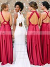 Silk-like Satin V-neck A-line Sweep Train Sashes / Ribbons Bridesmaid Dresses #LDB01013966