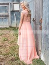 Lace Chiffon High Neck A-line Asymmetrical Bridesmaid Dresses #LDB01013982