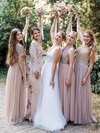Tulle Glitter Scoop Neck A-line Floor-length Bridesmaid Dresses #LDB01013992