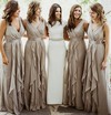 Chiffon V-neck A-line Floor-length Cascading Ruffles Bridesmaid Dresses #LDB01013996