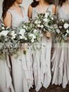 Chiffon V-neck A-line Floor-length Cascading Ruffles Bridesmaid Dresses #LDB01013996