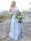 Lace Chiffon Scoop Neck A-line Sweep Train Bridesmaid Dresses #LDB01013998
