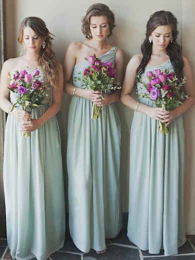 Chiffon One Shoulder A-line Floor-length Ruffles Bridesmaid Dresses #LDB01014005