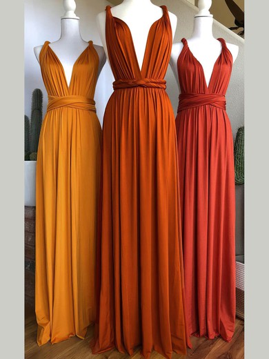Silk-like Satin V-neck A-line Sweep Train Bridesmaid Dresses #LDB01014020